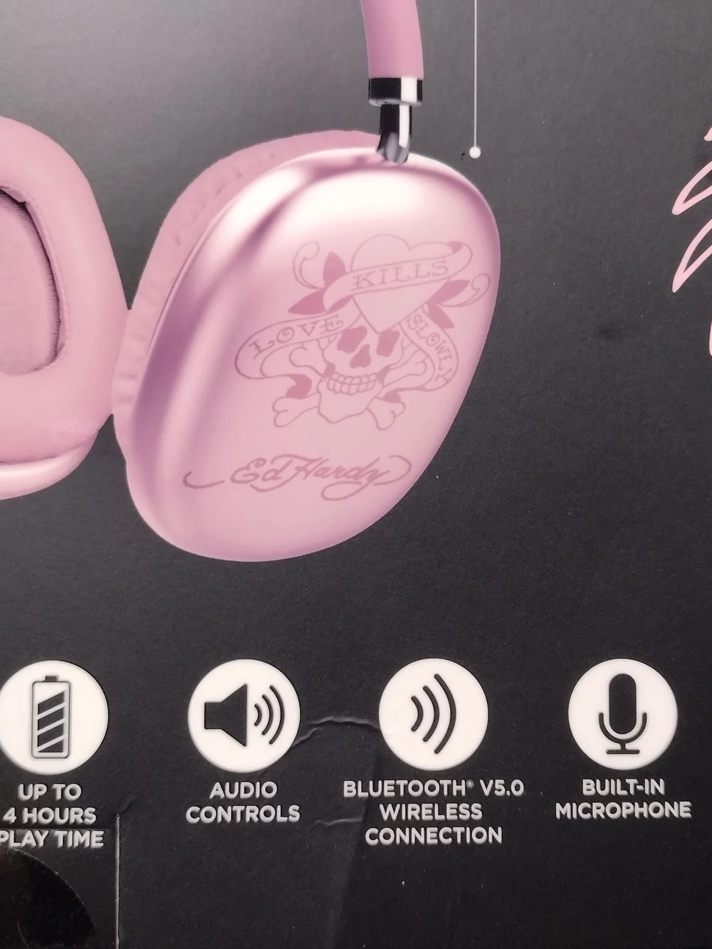 Ed Hardy Pink Wireless Headphones - Bluetooth Over-Ear